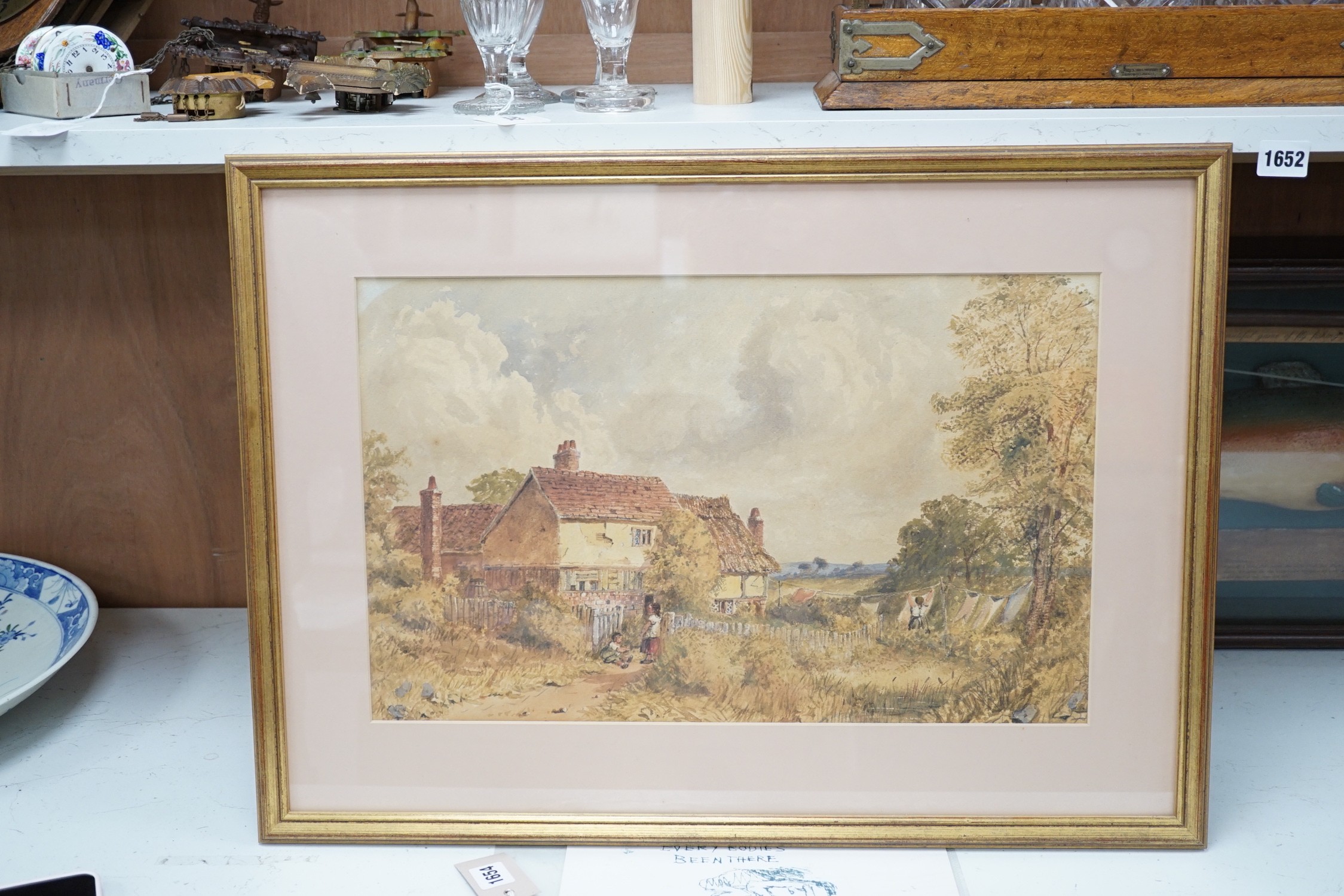 Charles Davidson (1824-1902), watercolour, Extensive Landscape with Windmill and Tower, label verso, 28 x 36cm, together with a Philip A Bosworth, watercolour, A farm shack amongst woodlands, signed, and one other waterc